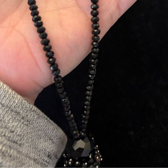 Vintage Austrian Crystal flapper necklace w black crystals - Picture 6 of 12